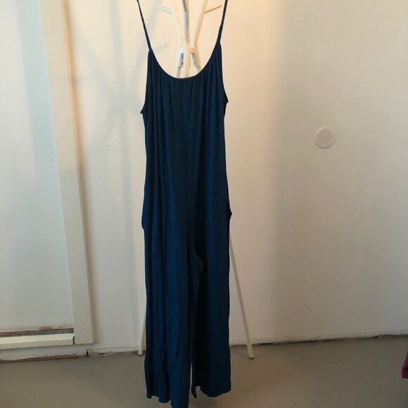ALEXANDER + DAVID JUMPSUIT TEAL SPAGHETTI STRAP WIDE LOOSE KNIT SIZE L - Picture 3 of 11